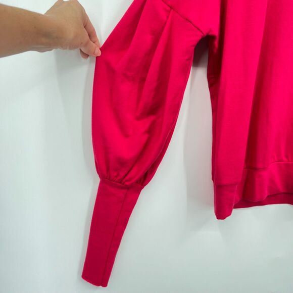 Bailey 44 Puff Sleeve Sweatshirt Top in Red Round Neck Size XS, Made in USA Soft - Picture 5 of 9